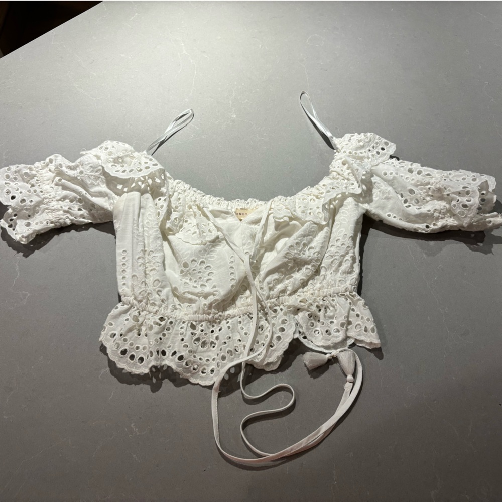 Honey Punch Cream Eyelet Top